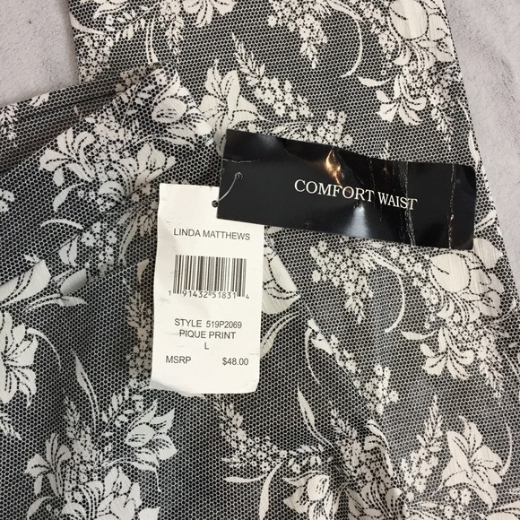 Linda Mathews NWT Pique Print Pants Womens Large High Waist Stretchy - Picture 9 of 10